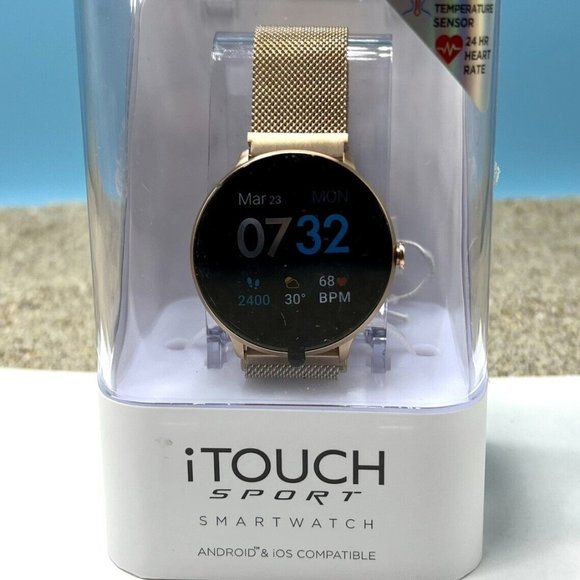 iTouch Women\'s Rose Gold-Tone Stainless Steel Mesh Touchscreen Smart Watch iTouch Sport 4 Smartwatch: Rose Gold Case With Rosegold  main image 2